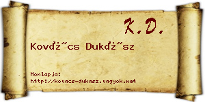 Kovács Dukász névjegykártya